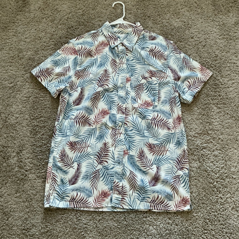 Men's Tropical Leaf Print Shirt - Multicolor